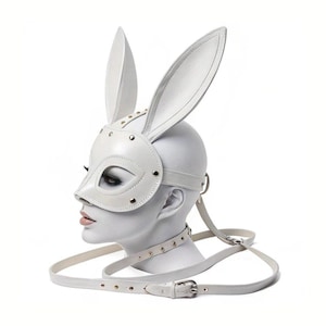 Rabbit Face mask, Leather Face mask, Rabbit leather mask, Rabbit leather face mask, Leather mask, Bunny Face mask, Bunny leather mask