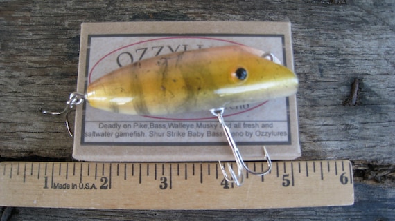 Vintage Fishing Lure/ Wooden Creek Chub Lure/ Ozzy Shur Strike