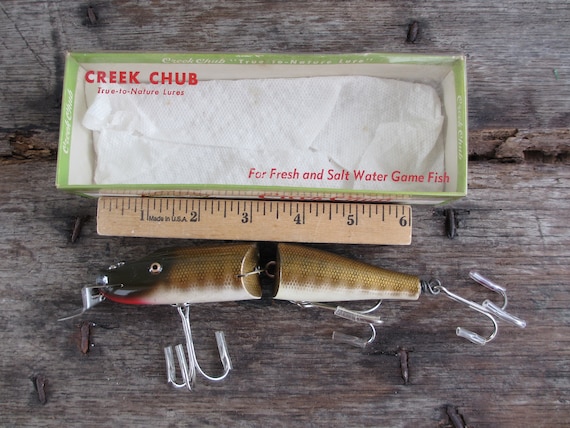 Vintage Fishing Lure Creek Chub Pikie / Wooden Tack Eye/ 3000