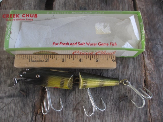Vintage Fishing Lure Creek Chub Pikie 3001W/ Wooden Tack Eye NEW/ Unused  With Box 3 