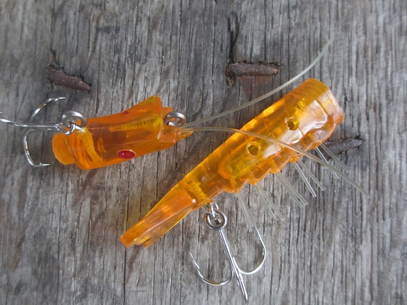 Vintage Fishing Lures/ Manning's Tasty Shrimp/ New Unused. Glow Orange 