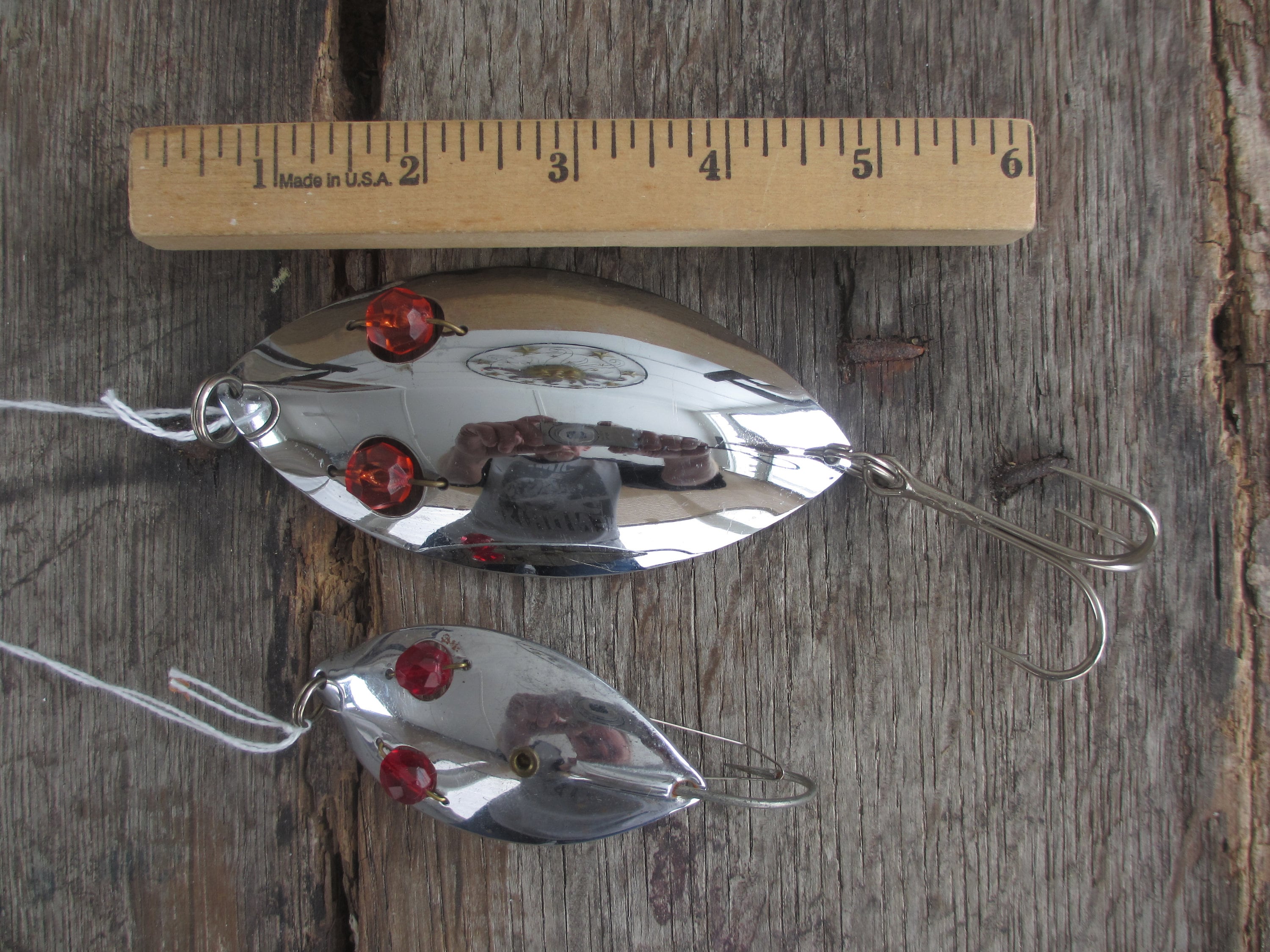 Vintage red eye fishing spoons lot red eye wiggler, red eye junior,  Herter's