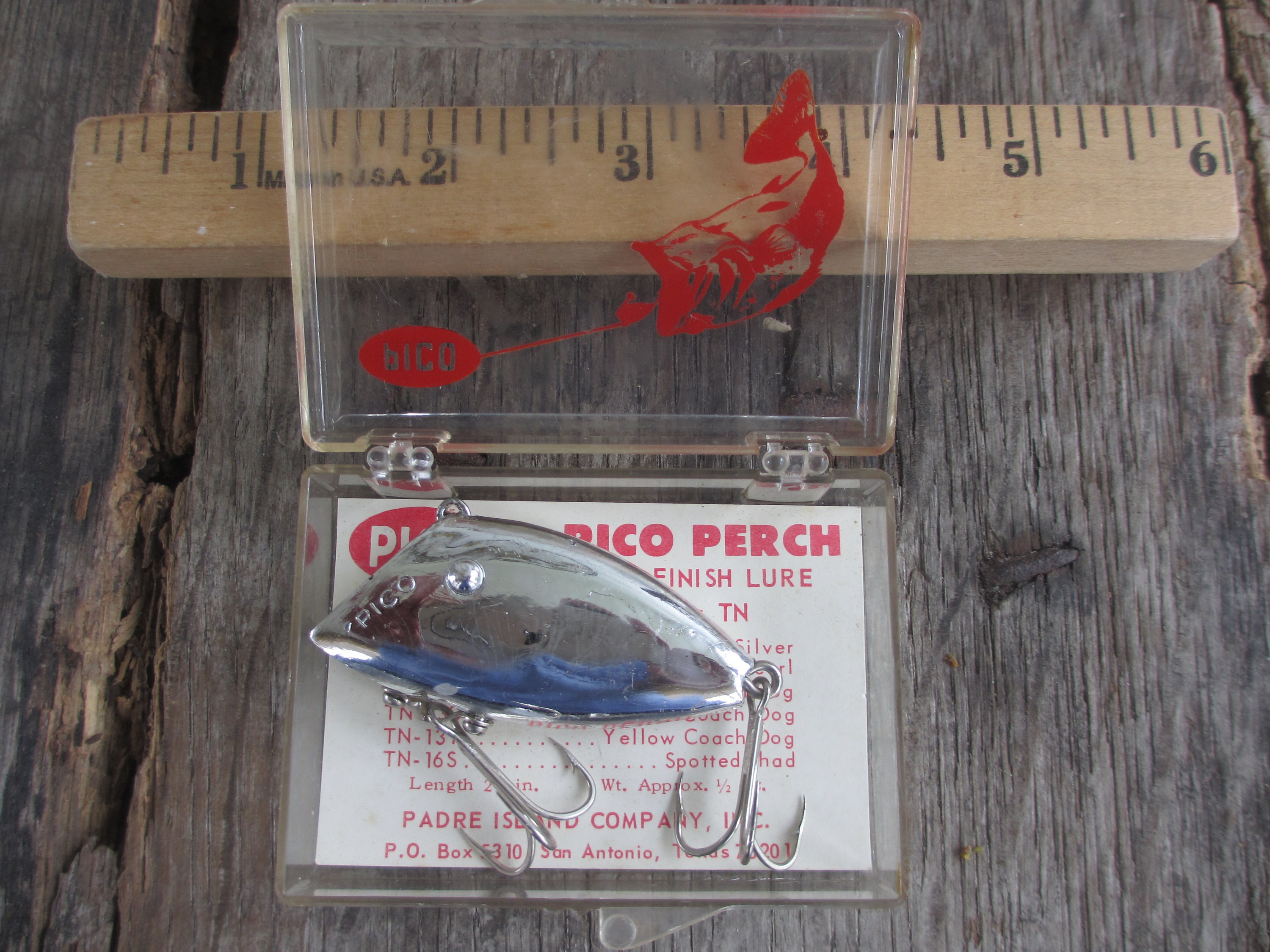 Vintage Fishing Lures / Pico Perch and Original Pico Box/ Nice