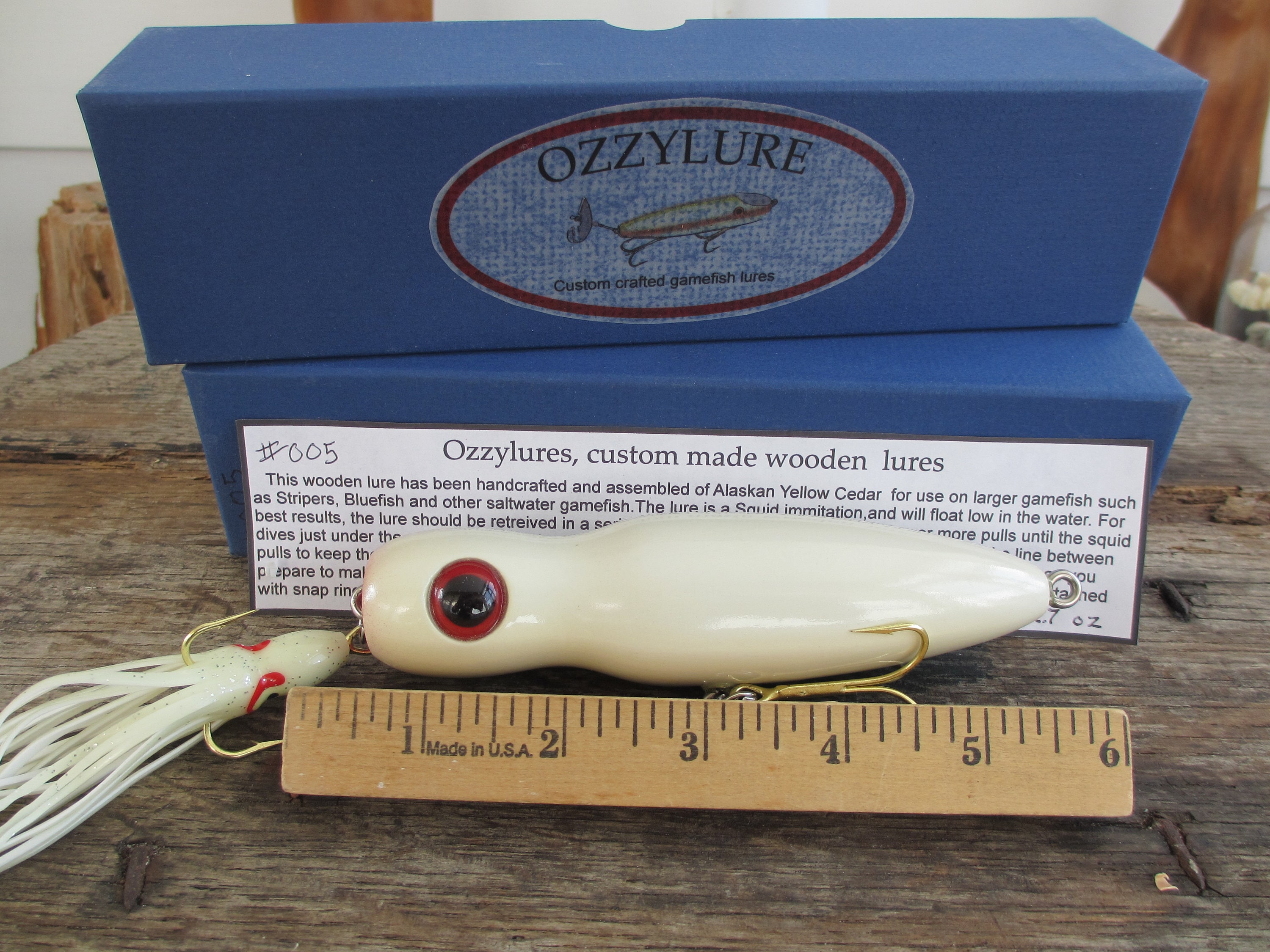 Ozzylure Monomoy Squid Handcrafted Wooden Saltwater Fishing