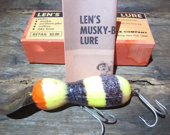 Leurre Vintage South Bend DIVE ORENO N° 952 En Bois, Avec Boîte Et Insert, Pour Brochet