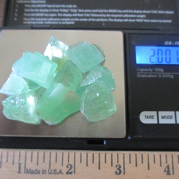Green Calcite Pieces    2  Ounces Plus