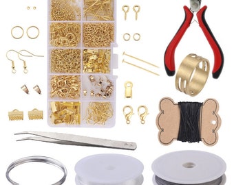 Jewelry Making Starter Kit: Gold Beads, Findings, Pliers