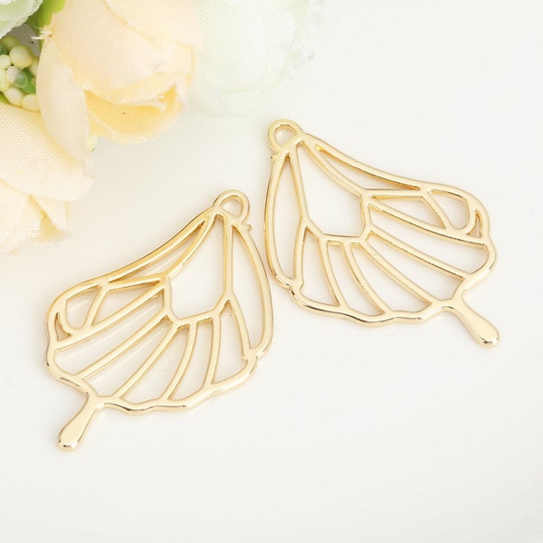 10pcs Gold Butterfly Wing Charm - Angel Wing Charm - Gold Angel Wings - Butterfly Wing Pendant - Angel Wing Pendant