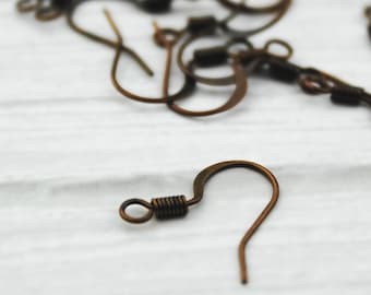 100PCS Red Copper Earring Hooks - Blank Earring Findings - French Hook Ear Wires - Dangle Drop Earrings - Nickle Free Ear Hooks