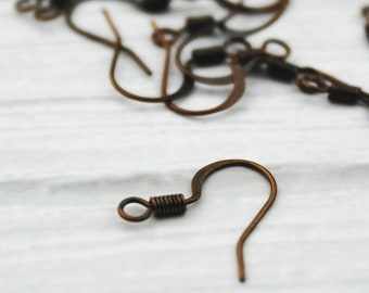100 Red Copper Earring Hooks: Nickel Free DIY Ear Wires