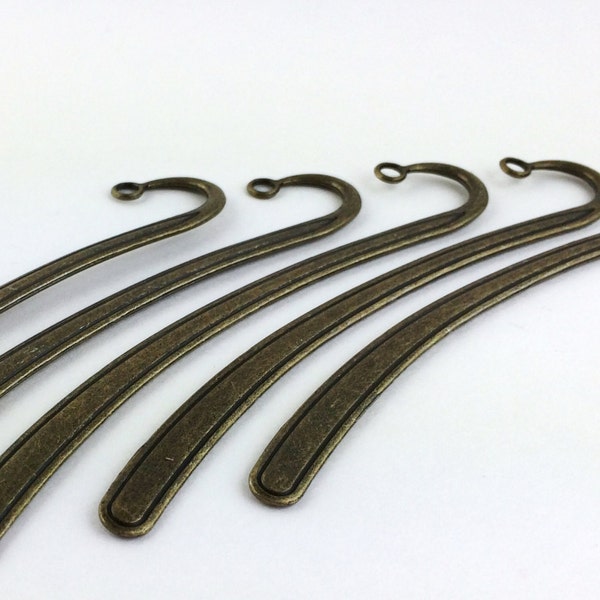 5 Antique Bronze Bookmarks: Flat Metal DIY Bookmark Findings