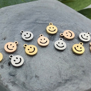 4pcs Tiny Stainless Steel Smiley Face Charms: Jewelry Making