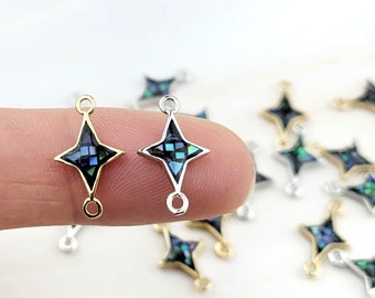 1pcs Gold Star Connectors - Freshwater Shell - Connecting Links - Abalone Shell Connector