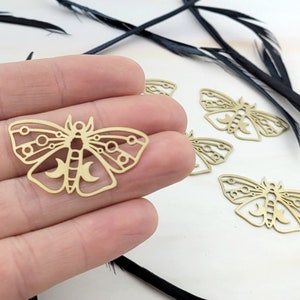 1pcs/4pcs Gold Luna Moth Pendant - Metal Charms - Insect Charm - Witchy Charms - Wicca Pagan Pendant