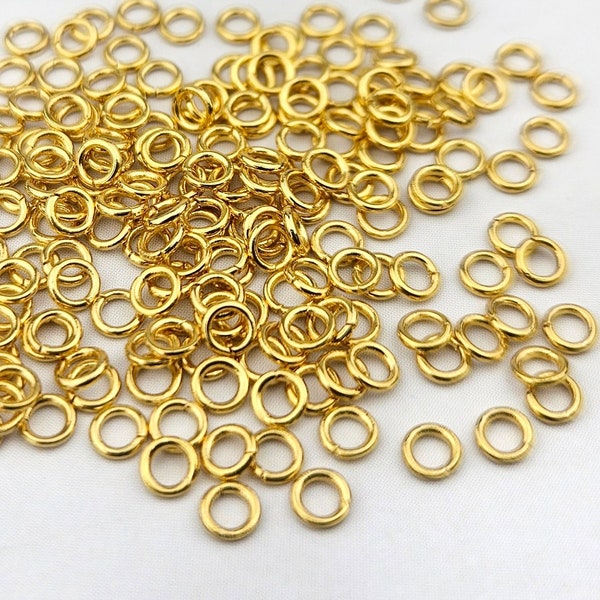 200pcs 304 Stainless Steel Open Jump Rings - 3mm Gold Jump Rings - Jewelry Findings - 22 Gauge - Small Gold Split Rings