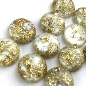 10 st 12 mm vitguld cabochoner - guldfläckar folie blad platt baksida rund cirkel halv kupol metalliska smyckestillbehör gör-det-själv julklapp till henne