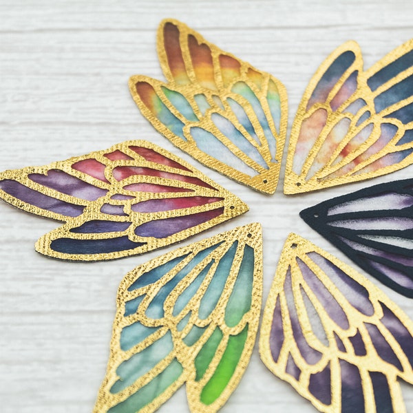 5 grandes ailes de papillon en tissu - Pendentif ailes de fée noir en organza - Fournitures de jardin féeriques - Accessoires bijoux DIY