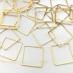 24pcs Gold Plated Square Connector Pendants: 20mm Geometric Charms