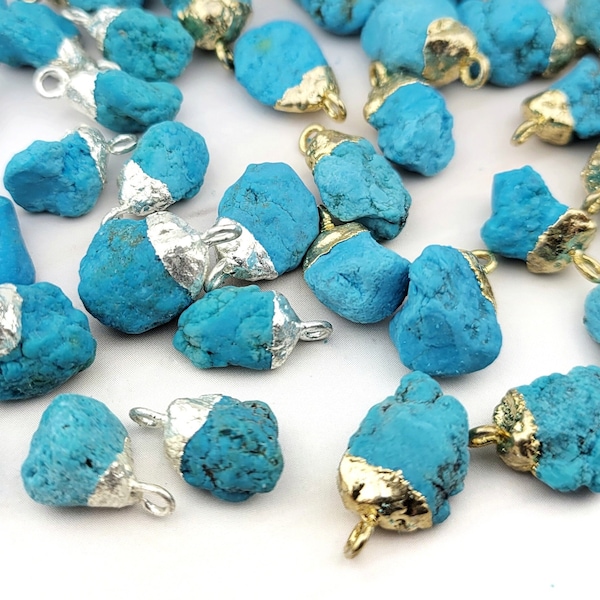 1pcs Natural Turquoise Pendant - Small Blue Turquoise Charm - Birthstone Pendant - Gemstone Pendant