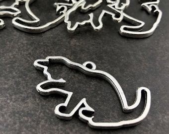 10pcs Silver Cat Outline Charm - Hollow Metal Animal Pendant - Cat Lover Gift -  Feline Resin Craft Supply Charms - MoonLight Supplies