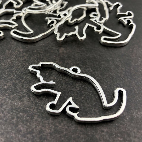 10pcs Silver Cat Outline Charm - Hollow Metal Animal Pendant - Cat Lover Gift -  Feline Resin Craft Supply Charms - MoonLight Supplies