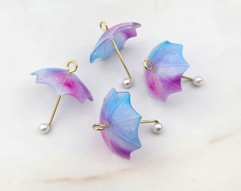 4pcs Umbrella Charms - Unique Charms - Acrylic Charms - Small Pendants - DIY Jewelry Supplies