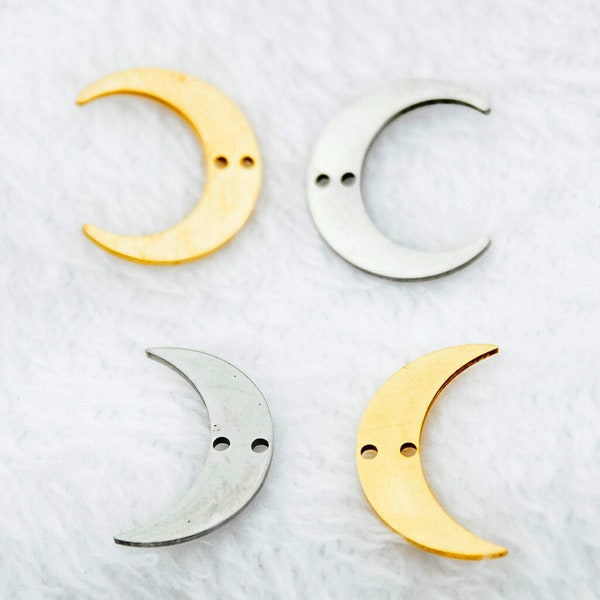 4pcs Silver/Gold Crescent Moon Connector - Moon Phase Charm - Crescent Moon Pendant - Half Moon Connector Link