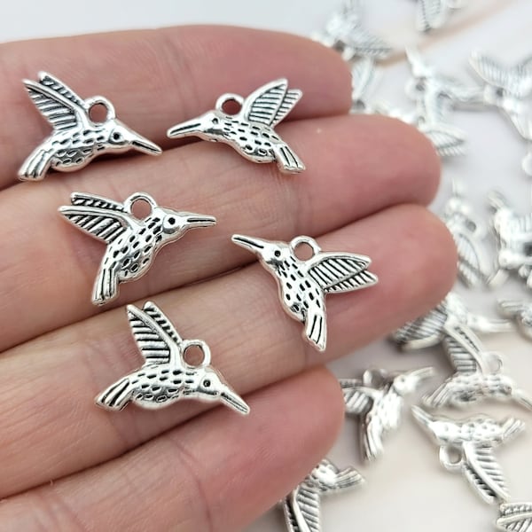 40pcs Hummingbird Charm - Humming Bird - Bird Charm - Tiny Hummingbird - TIny Pendant