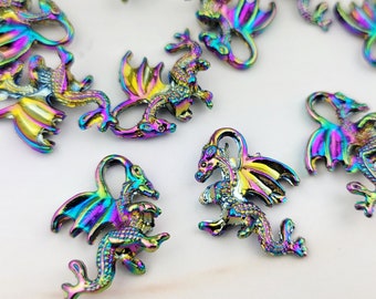 4pcs Rainbow Dragon Charm - 3D Dragon Pendant - Viking Pendant