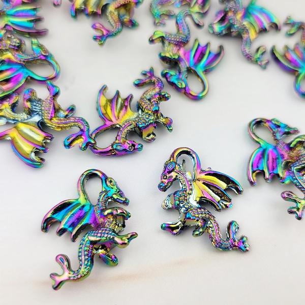 4pcs Rainbow Dragon Charm - 3D Dragon Pendant - Viking Pendant