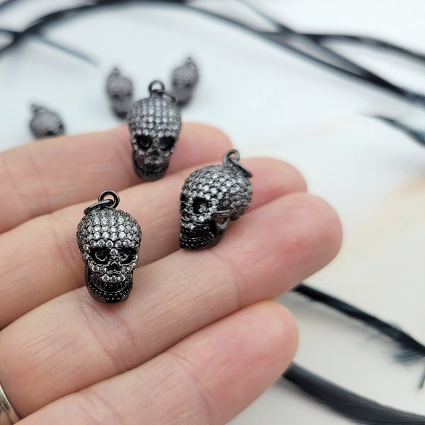 1pcs Black Skull Charms - Skull Pendant - Human Skull - Skeleton Charm - Halloween Charm