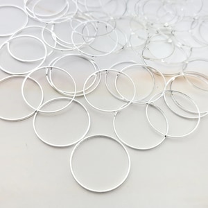 Silver Plated Brass Circle Connectors - 20mm Linking Rings (100pcs)