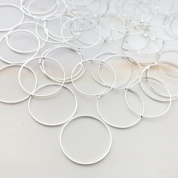 100pcs Silver Circle Connector - Linking Rings - Geometric Connector - Connecting Rings