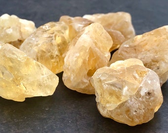4pcs Natural Raw Citrine Gemstone Beads - Gemstone Chip Beads - Yellow Beads - Citrine Nuggets