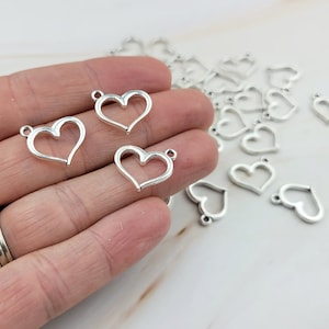 30pcs encantos de corazón de plata - encantos de amor - encantos del día de San Valentín - colgante de corazón