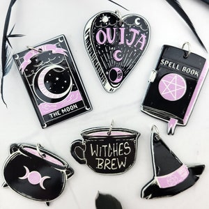 10Pcs Pastel Goth Witchy Charms Spooky Creative Acrylic Skull Cat Bat  Pendant For Earring Necklace Diy Making