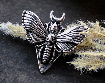 4 ciondoli a forma di falena Luna con punta in argento - Ciondolo insetto Wiccan - Gioielli occulti da strega - MoonLightSupplies