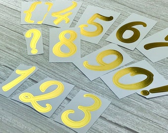 Gold Number & Symbol Stickers: Scrapbook Embellishments