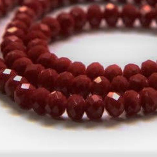 70pcs 8mm Burgundy Dark Deep Opaque Red Rondelle Beads - Burgundy Glass Crystal Beads -Wholesale Rondelle Beads -Fast USA Express Ship