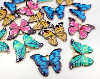 20 Stück Emaille Schmetterling Charms - Metall Charms - Insekten Charms - Feenkern