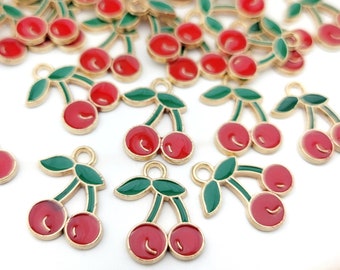 24pcs Cherry Charms - Cherry Pendant - Miniature Charms - Bracelet Charm