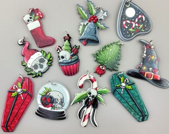 Creepy Cute Christmas Resin Charms - Pastel Goth, 2pcs