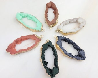 4pcs Resin Geode Pendant - Druzy Agate Pendants - Agate Slice Pendant - Lightweight Pendants - Geode Resin Charm