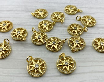 1pcs/4pcs Gold Compass Pendant - North Star Pendant - Travel Charm - Small Dainty Charm
