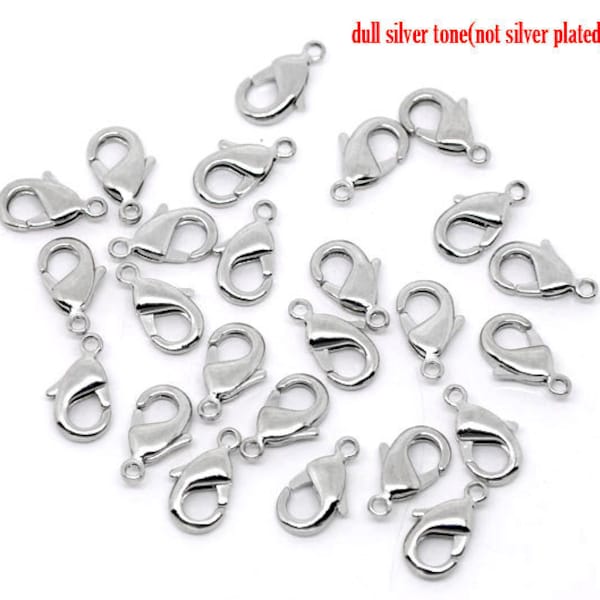 5pcs/30pcs Wholesale Silver Lobster Clasps - Antique Dark Silver Necklace Finding Clasp - Lobster Claw 15mm Fastener Clip - Lead Nickel Free