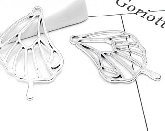 4pcs/30pcs Silver Butterfly Wing - Silver Angel Wing - Wing Pendant - Wing Charm - Angel Wing Charm - Butterfly Wing Charm