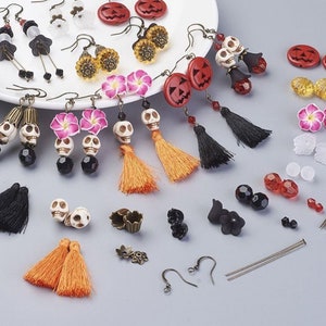 DIY イヤリング キット - ハロウィーン ジュエリーを自分で作る - 死者の日ジュエリー作成キット - DIY クラフト キット - 死者の日