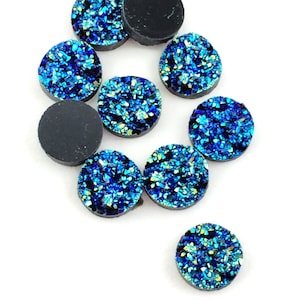 25pcs Dark Blue Resin Druzy Cabochon Wholesale Cabochon 12mm Green Blue Gemstone Round Druzy Drusy Faux Geode Druzy image 1