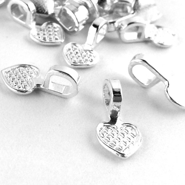 100 enganches de corazón plateados: accesorios de joyería para pegar