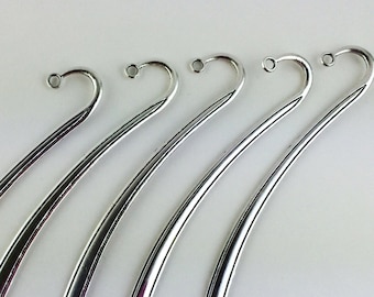 Antique Silver Bookmark Blanks: Flat Metal DIY Supply (5pcs)